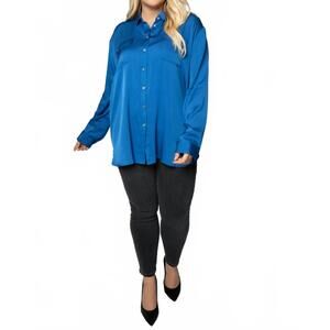 NEW NOUVELLE / SILK95FIVE monte carlo silk shirt - plus in blue